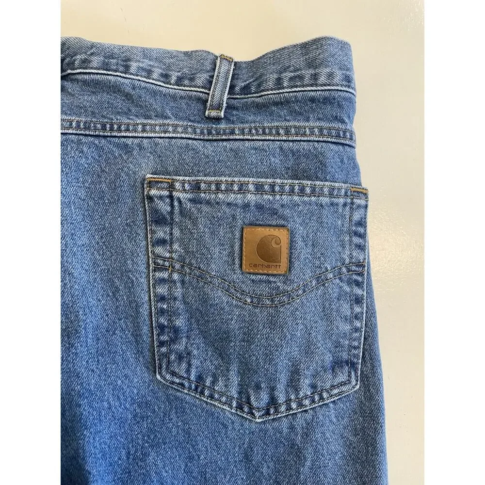 Men Carhartt B18 STW Med Wash Denim Blue Jeans 38 x 36 (Fit: 37 x 35) Straight